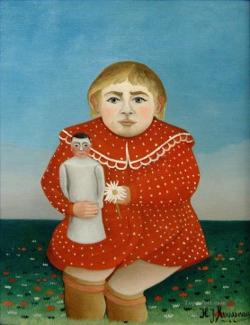 Enrique Rousseau Painting - La niña con una muñeca 1905 Henri Rousseau Postimpresionismo Primitivismo ingenuo